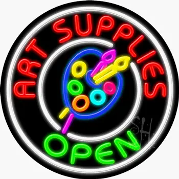 Art Supplies Open Neon Sign