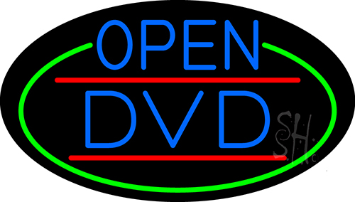 Blue Open Dvd Oval With Green Border LED Neon Sign