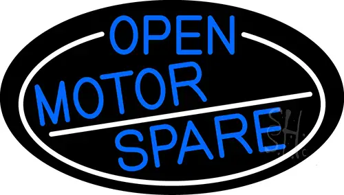 Blue Open Motor Spare Oval With White Border LED Neon Sign