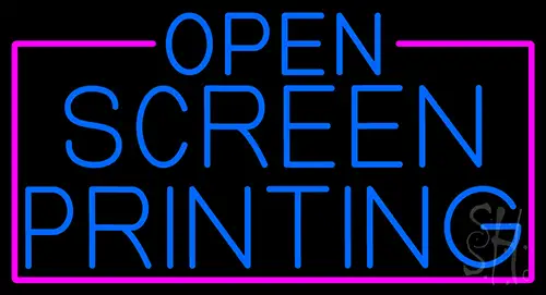 Blue Open Screen Printing With Pink Border LED Neon Sign