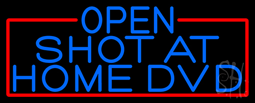 Blue Open Shot At Home Dvd With Red Border LED Neon Sign