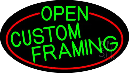 Green Open Custom Framing Oval With Red Border LED Neon Sign