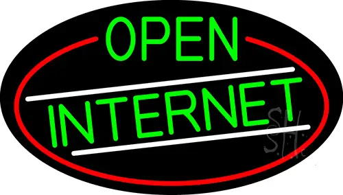 Green Open Internet Oval With Red Border LED Neon Sign