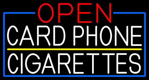 Open Card Phone Cigarettes With Blue Border LED Neon Sign