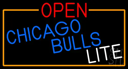 Open Chicago Bulls Lite With Orange Border LED Neon Sign
