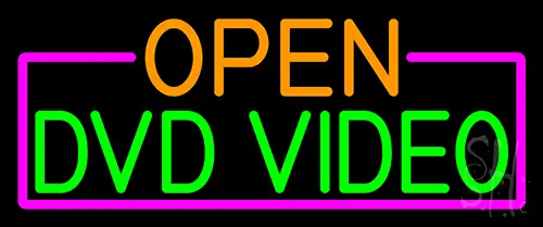 Open Dvd Video With Pink Border LED Neon Sign