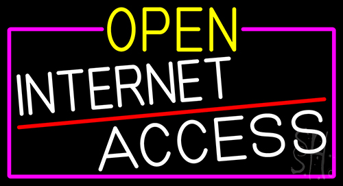 Open Internet Access With Pink Border LED Neon Sign