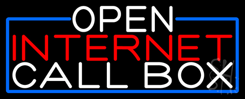 Open Internet Callbox With Blue Border LED Neon Sign