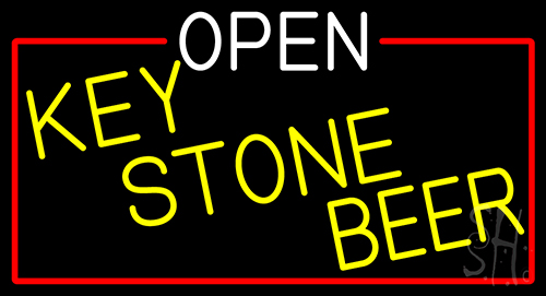 Open Key Stone Beer With Red Border LED Neon Sign