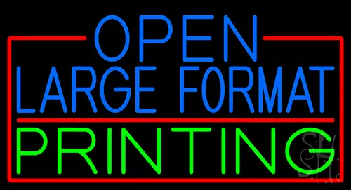 Open Large Format Printing With Red Border LED Neon Sign