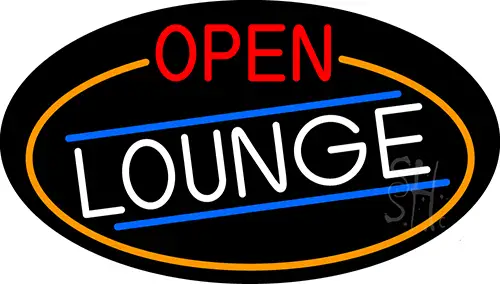 Open Lounge Oval With Orange Border LED Neon Sign