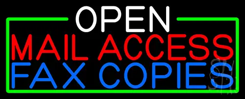 Open Mail Access Fax Copies With Green Border LED Neon Sign