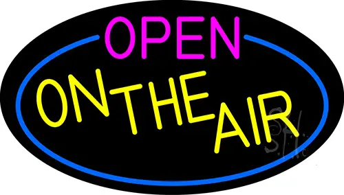 Open On The Air Oval With Blue Border LED Neon Sign