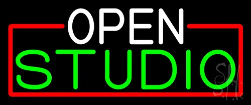 Open Studio With Red Border LED Neon Sign
