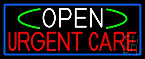 Open Urgent Care With Blue Border LED Neon Sign