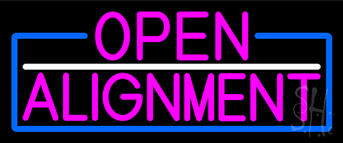 Pink Open Alignment With Blue Border LED Neon Sign