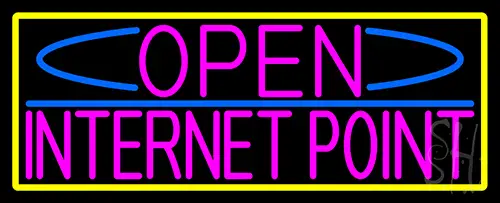 Pink Open Internet Point With Yellow Border LED Neon Sign