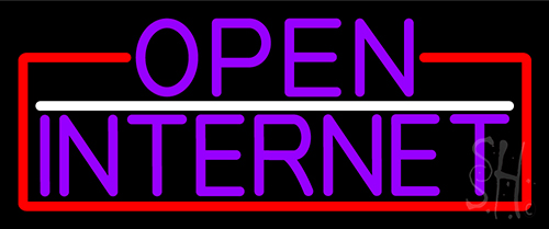 Purple Open Internet With Red Border LED Neon Sign