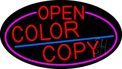 Red Open Color Copy Oval With Pink Border LED Neon Sign