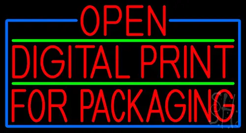 Red Open Digital Print For Packaging With Blue Border LED Neon Sign