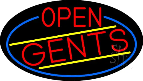 Red Open Gents Oval With Blue Border LED Neon Sign