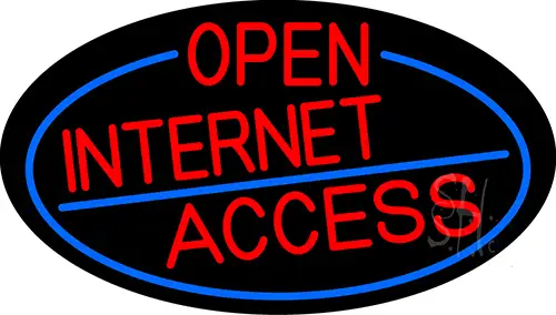 Red Open Internet Access Oval With Blue Border LED Neon Sign