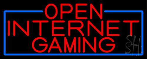 Red Open Internet Gaming With Blue Border LED Neon Sign