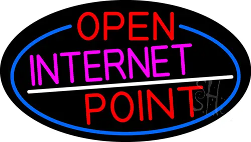 Red Open Internet Point Oval With Blue Border LED Neon Sign
