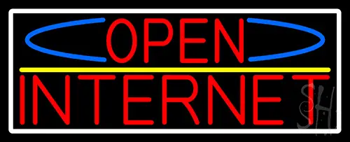 Red Open Internet With White Border LED Neon Sign