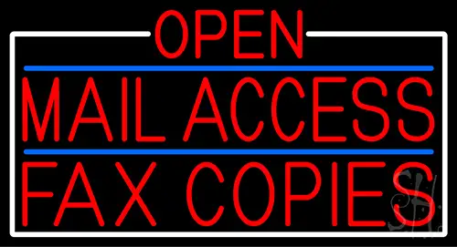 Red Open Mail Access Fax Copies With White Border LED Neon Sign