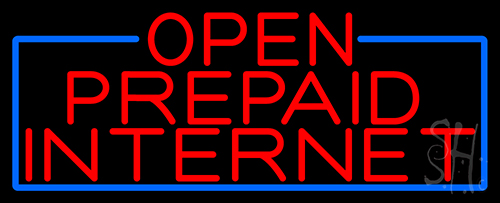 Red Open Prepaid Internet LED Neon Sign