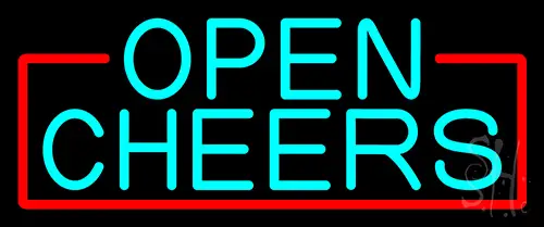 Turquoise Cheers With Red Border LED Neon Sign