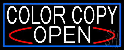 White Color Copy Open With Blue Border LED Neon Sign