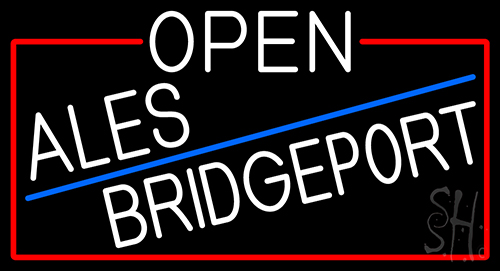 White Open  Ales Bridgeport Beer With Red Border LED Neon Sign