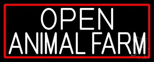 White Open Animal Farm With Red Border LED Neon Sign