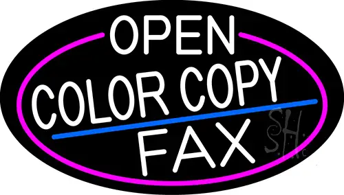 White Open Color Copy Fax Oval With Pink Border LED Neon Sign