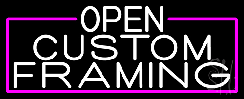 White Open Custom Framing With Pink Border LED Neon Sign