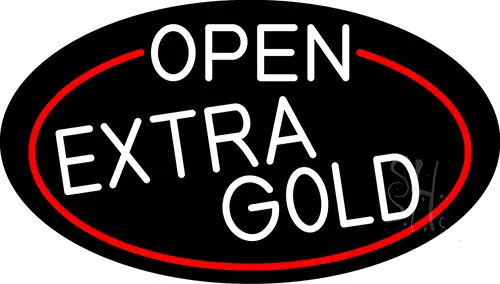 White Open Extra Gold Oval With Red Border LED Neon Sign