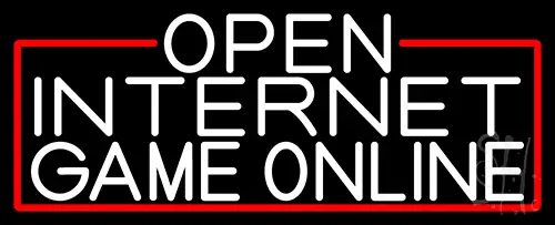 White Open Internet Game Online With Red Border LED Neon Sign