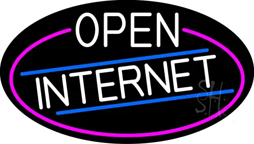 White Open Internet Oval With Pink Border LED Neon Sign
