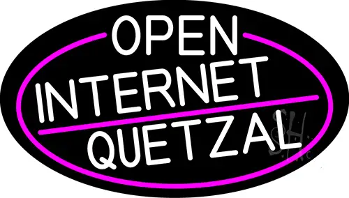 White Open Internet Quetzal Oval With Pink Border LED Neon Sign