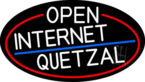 White Open Internet Quetzal Oval With Red Border LED Neon Sign