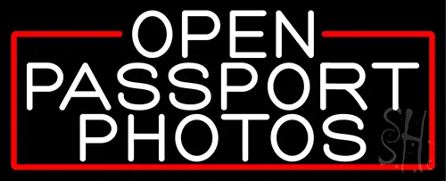 White Open Passport Photos With Red Border LED Neon Sign
