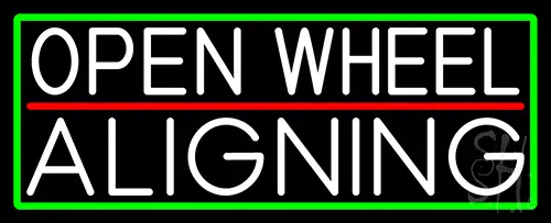 White Open Wheel Aligning With Green Border LED Neon Sign