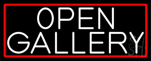 White Open With Gallery With Red Border LED Neon Sign