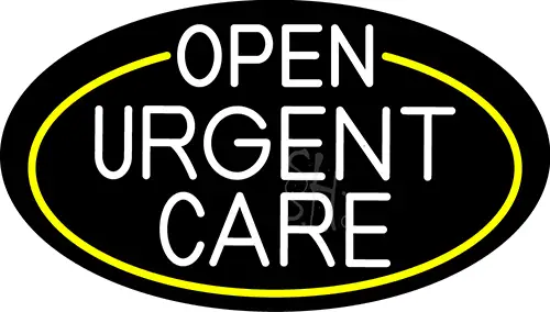White Urgent Care Oval With Yellow Border LED Neon Sign