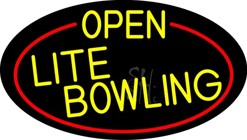 Yellow Open Lite Bowling Oval With Red Border LED Neon Sign