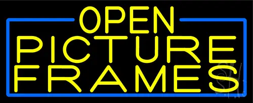 Yellow Open Picture Frames With Blue Border LED Neon Sign