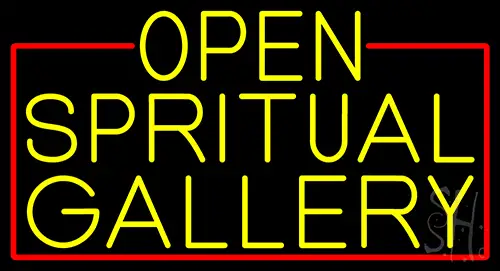 Yellow Open Spiritual Gallery With Red Border LED Neon Sign