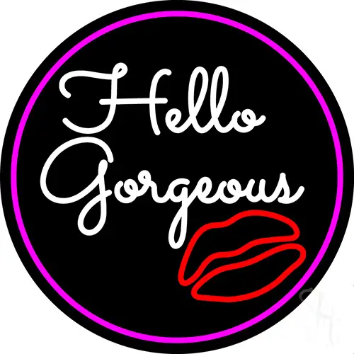 Pink Hello Gorgeous With Lip LED Neon Sign